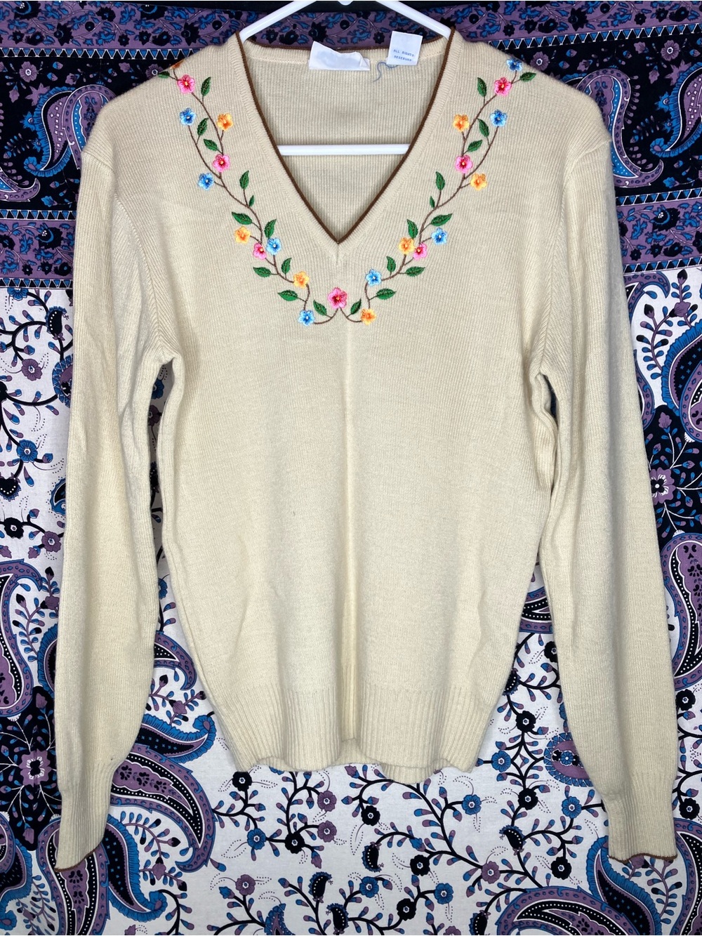 Northern Isles VTG embroidered Cottagecore sweater XL